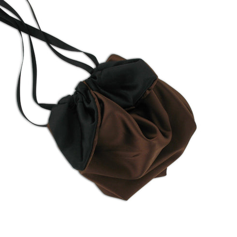 SiaLinda: Pompadour Tasche Kypria, kupfer braun / schwarz, Satin - SiaLinda.com
